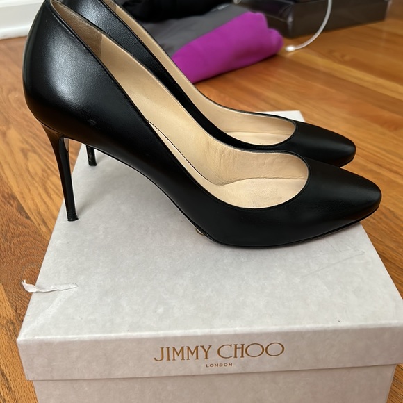 Jimmy Choo Esme 85 Black Leather Round Toe Pump - Picture 4 of 11